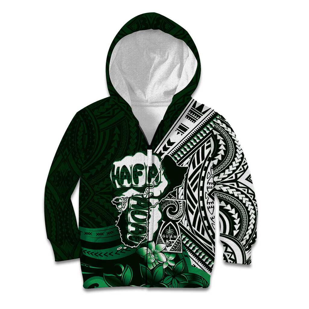 Hafa Adai Guam Discovery Day Kid Hoodie Chamorro Latte Stone Hand Green Version