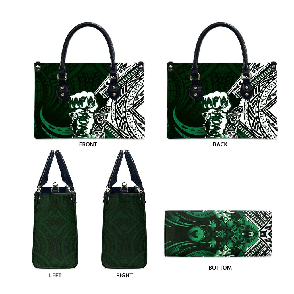 Hafa Adai Guam Discovery Day Leather Bag Chamorro Latte Stone Hand Green Version