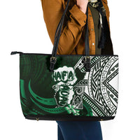 Hafa Adai Guam Discovery Day Leather Tote Bag Chamorro Latte Stone Hand Green Version