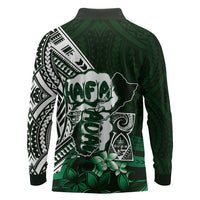 Hafa Adai Guam Discovery Day Long Sleeve Polo Shirt Chamorro Latte Stone Hand Green Version LT14 - Polynesian Pride