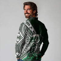Hafa Adai Guam Discovery Day Long Sleeve Polo Shirt Chamorro Latte Stone Hand Green Version LT14 - Polynesian Pride