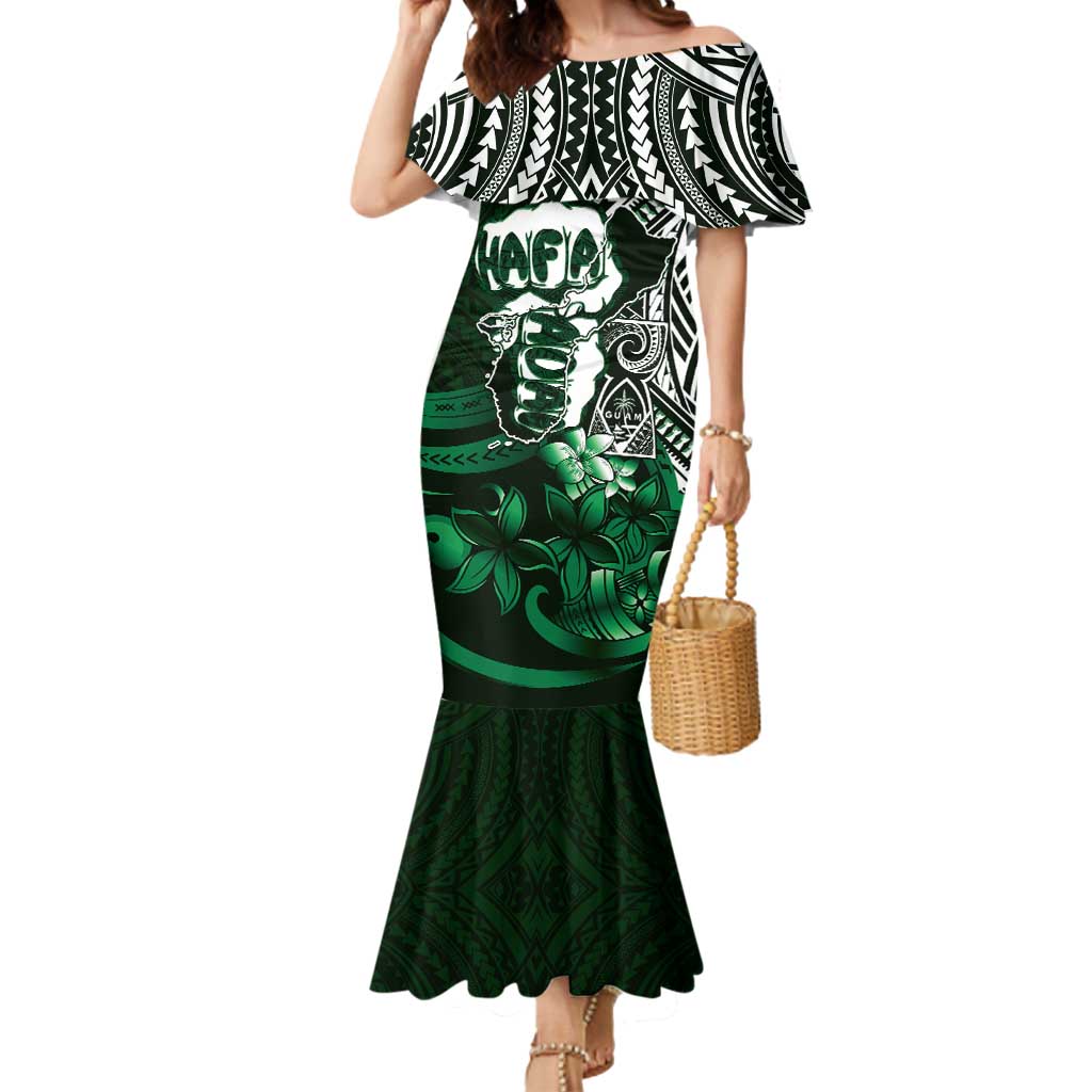 Hafa Adai Guam Discovery Day Mermaid Dress Chamorro Latte Stone Hand Green Version LT14 Women Green - Polynesian Pride