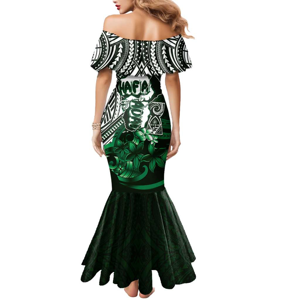 Hafa Adai Guam Discovery Day Mermaid Dress Chamorro Latte Stone Hand Green Version LT14 - Polynesian Pride