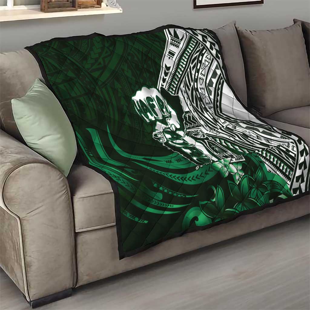 Hafa Adai Guam Discovery Day Quilt Chamorro Latte Stone Hand Green Version