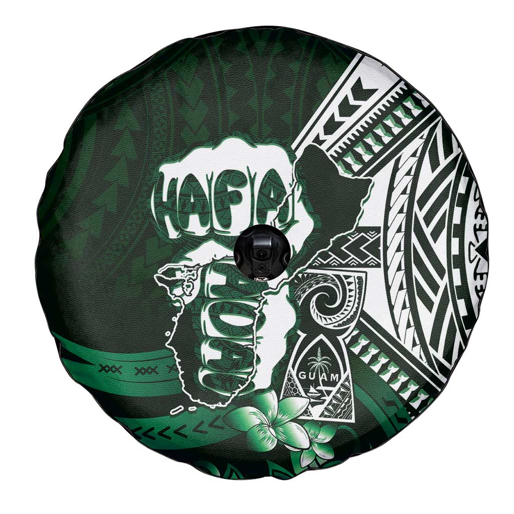 Hafa Adai Guam Discovery Day Spare Tire Cover Chamorro Latte Stone Hand Green Version