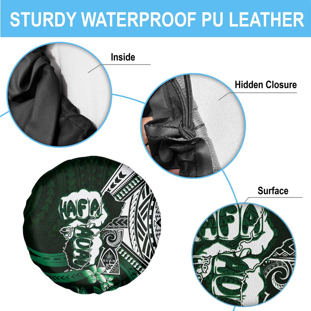 Hafa Adai Guam Discovery Day Spare Tire Cover Chamorro Latte Stone Hand Green Version