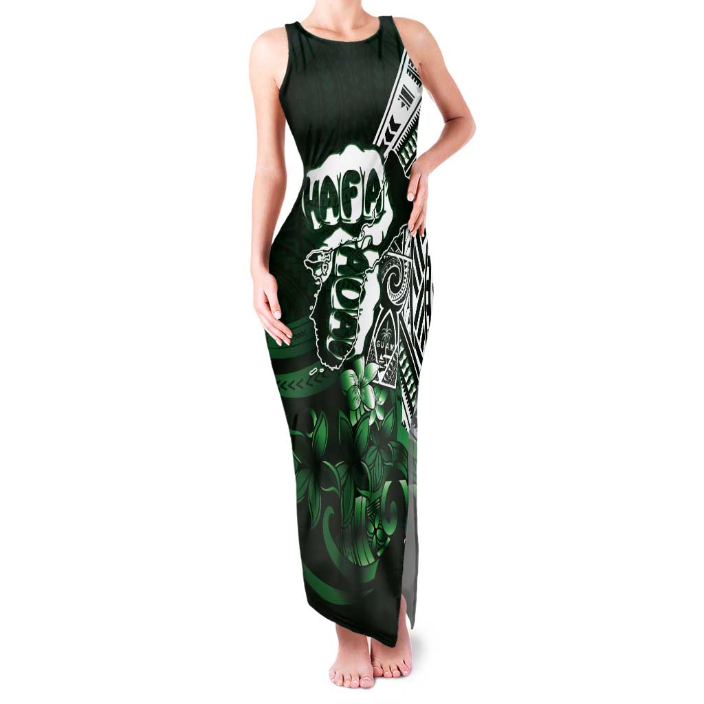 Hafa Adai Guam Discovery Day Tank Maxi Dress Chamorro Latte Stone Hand Green Version LT14 Women Green - Polynesian Pride