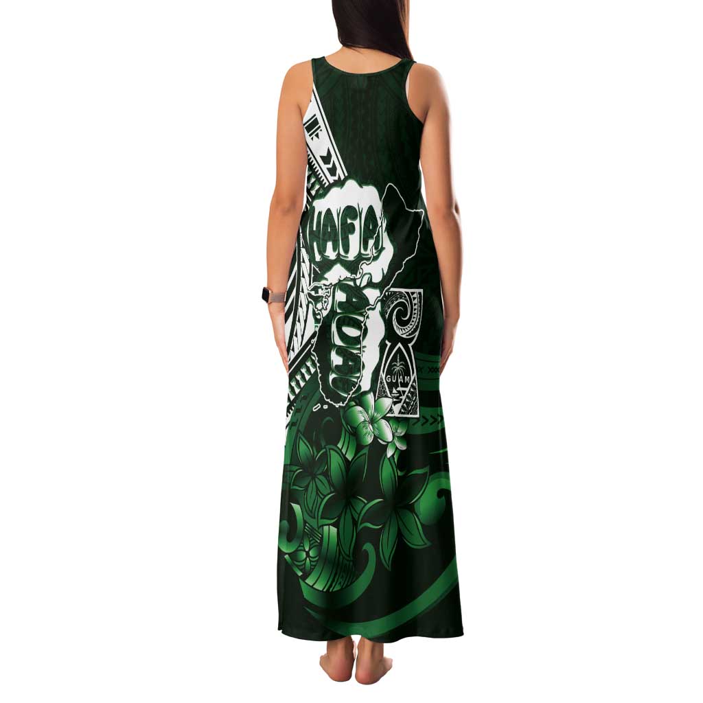 Hafa Adai Guam Discovery Day Tank Maxi Dress Chamorro Latte Stone Hand Green Version LT14 - Polynesian Pride