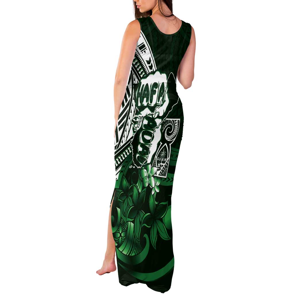 Hafa Adai Guam Discovery Day Tank Maxi Dress Chamorro Latte Stone Hand Green Version LT14 - Polynesian Pride