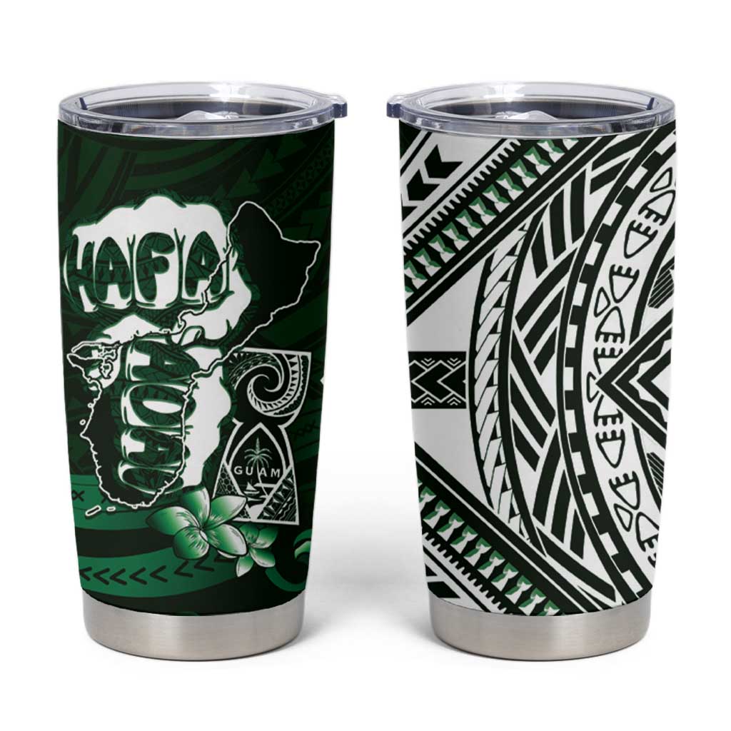 Hafa Adai Guam Discovery Day Tumbler Cup Chamorro Latte Stone Hand Green Version