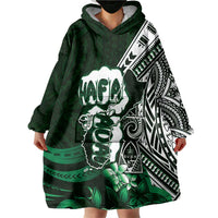Hafa Adai Guam Discovery Day Wearable Blanket Hoodie Chamorro Latte Stone Hand Green Version
