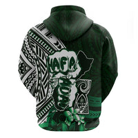 Hafa Adai Guam Discovery Day Zip Hoodie Chamorro Latte Stone Hand Green Version