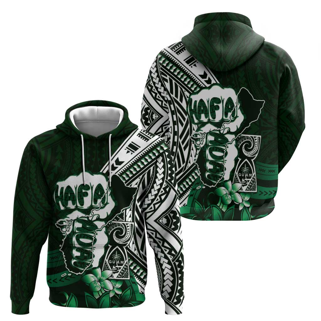 Hafa Adai Guam Discovery Day Zip Hoodie Chamorro Latte Stone Hand Green Version