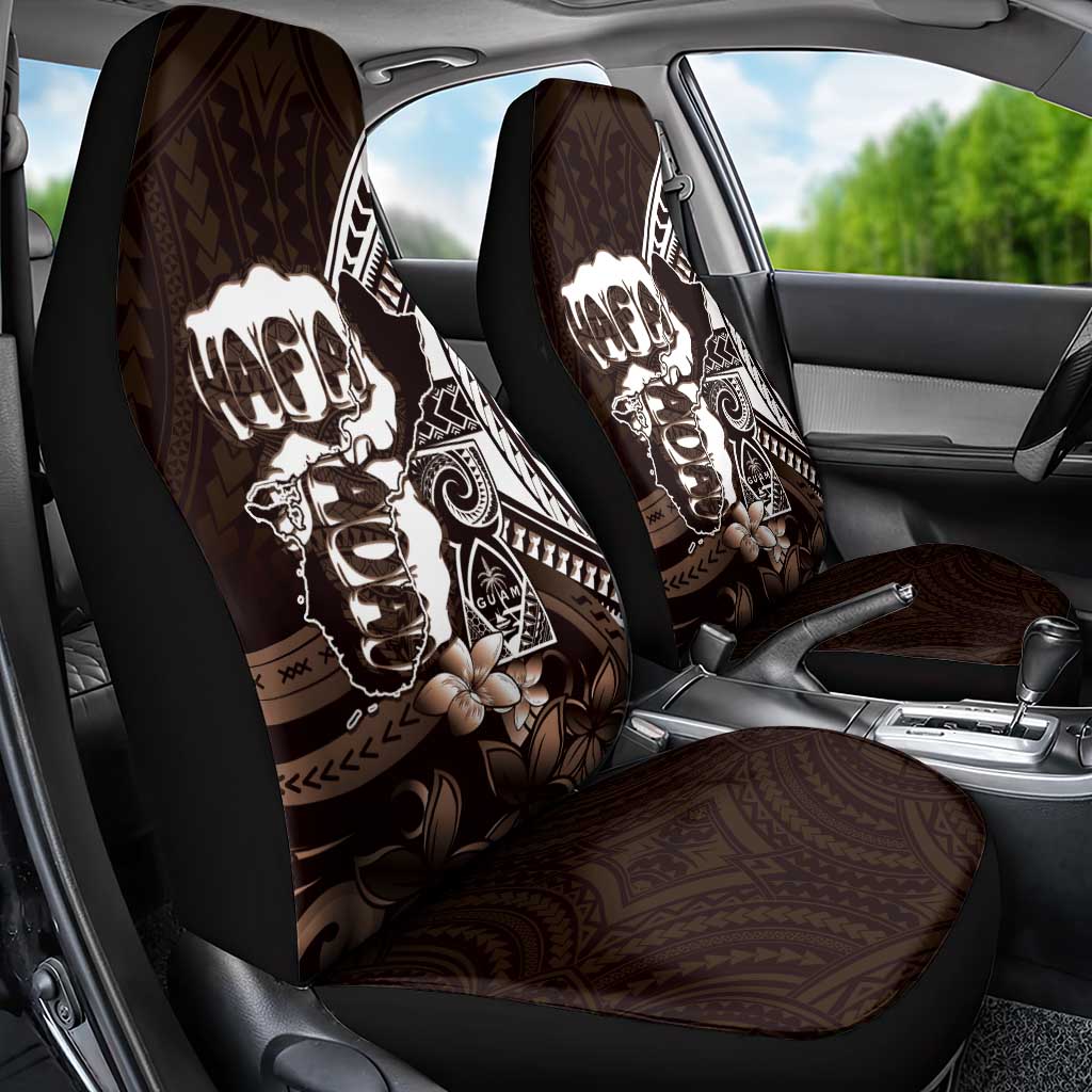Hafa Adai Guam Discovery Day Car Seat Cover Chamorro Latte Stone Hand Brown Version