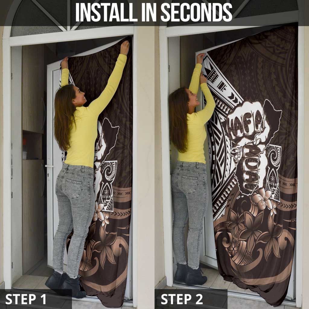 Hafa Adai Guam Discovery Day Door Cover Chamorro Latte Stone Hand Brown Version