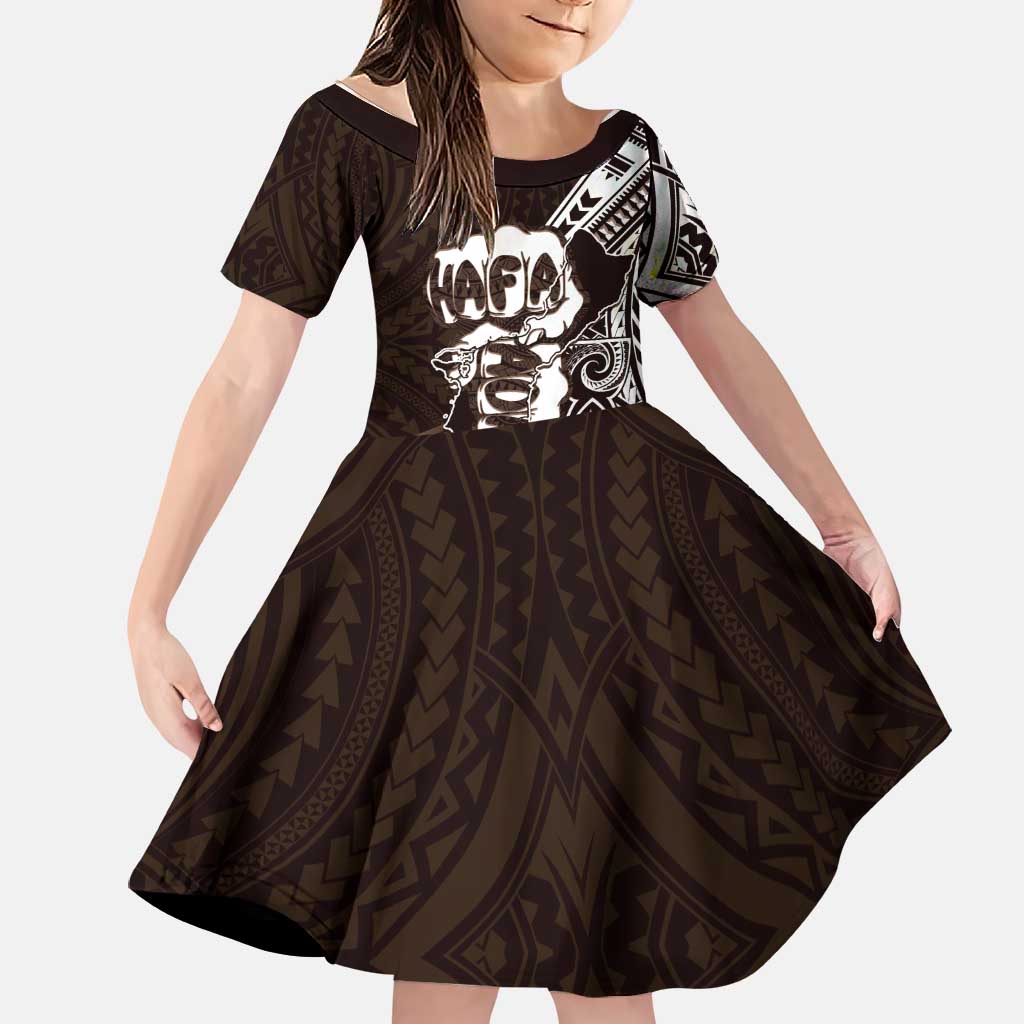 Hafa Adai Guam Discovery Day Family Matching Mermaid Dress and Hawaiian Shirt Chamorro Latte Stone Hand Brown Version