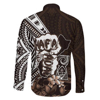Hafa Adai Guam Discovery Day Family Matching Puletasi and Hawaiian Shirt Chamorro Latte Stone Hand Brown Version