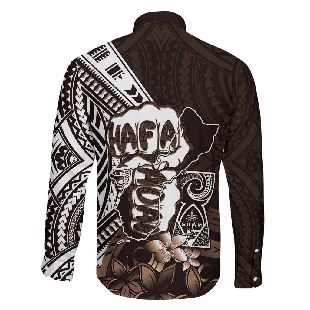 Hafa Adai Guam Discovery Day Family Matching Short Sleeve Bodycon Dress and Hawaiian Shirt Chamorro Latte Stone Hand Brown Version