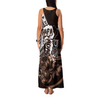 Hafa Adai Guam Discovery Day Family Matching Tank Maxi Dress and Hawaiian Shirt Chamorro Latte Stone Hand Brown Version