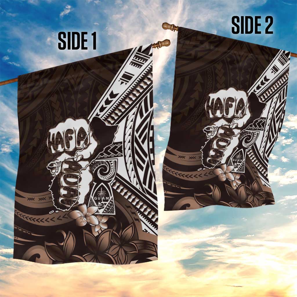 Hafa Adai Guam Discovery Day Garden Flag Chamorro Latte Stone Hand Brown Version