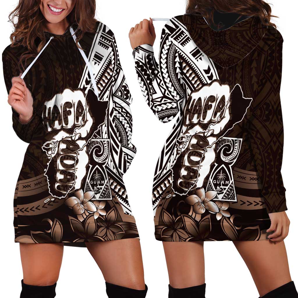 Hafa Adai Guam Discovery Day Hoodie Dress Chamorro Latte Stone Hand Brown Version