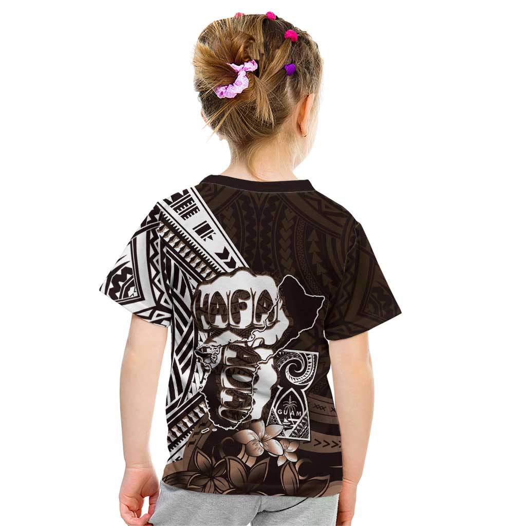 Hafa Adai Guam Discovery Day Kid T Shirt Chamorro Latte Stone Hand Brown Version