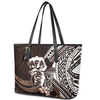 Hafa Adai Guam Discovery Day Leather Tote Bag Chamorro Latte Stone Hand Brown Version
