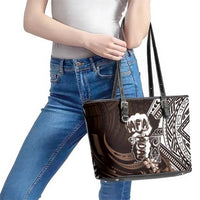 Hafa Adai Guam Discovery Day Leather Tote Bag Chamorro Latte Stone Hand Brown Version