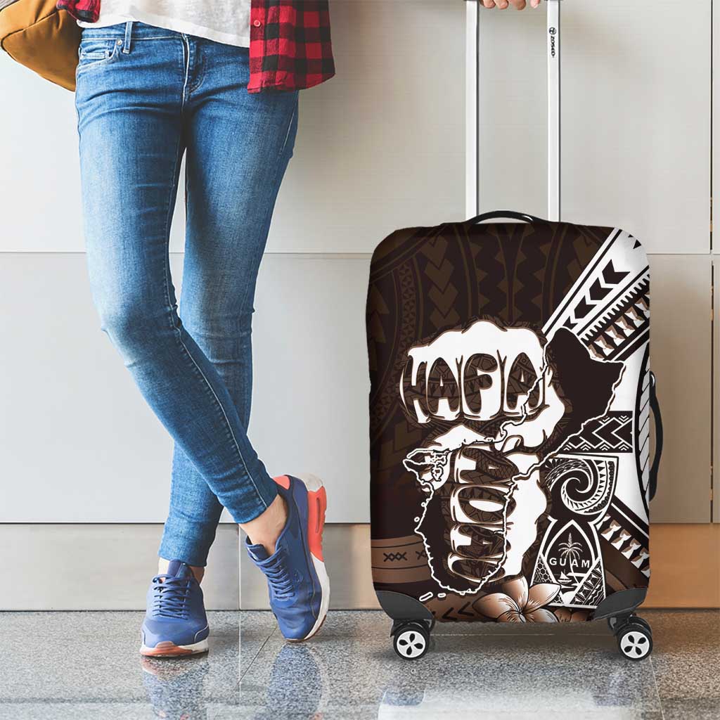 Hafa Adai Guam Discovery Day Luggage Cover Chamorro Latte Stone Hand Brown Version