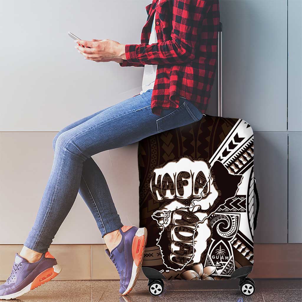 Hafa Adai Guam Discovery Day Luggage Cover Chamorro Latte Stone Hand Brown Version