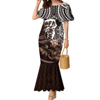 Hafa Adai Guam Discovery Day Mermaid Dress Chamorro Latte Stone Hand Brown Version LT14 Women Brown - Polynesian Pride