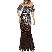 Hafa Adai Guam Discovery Day Mermaid Dress Chamorro Latte Stone Hand Brown Version LT14 - Polynesian Pride