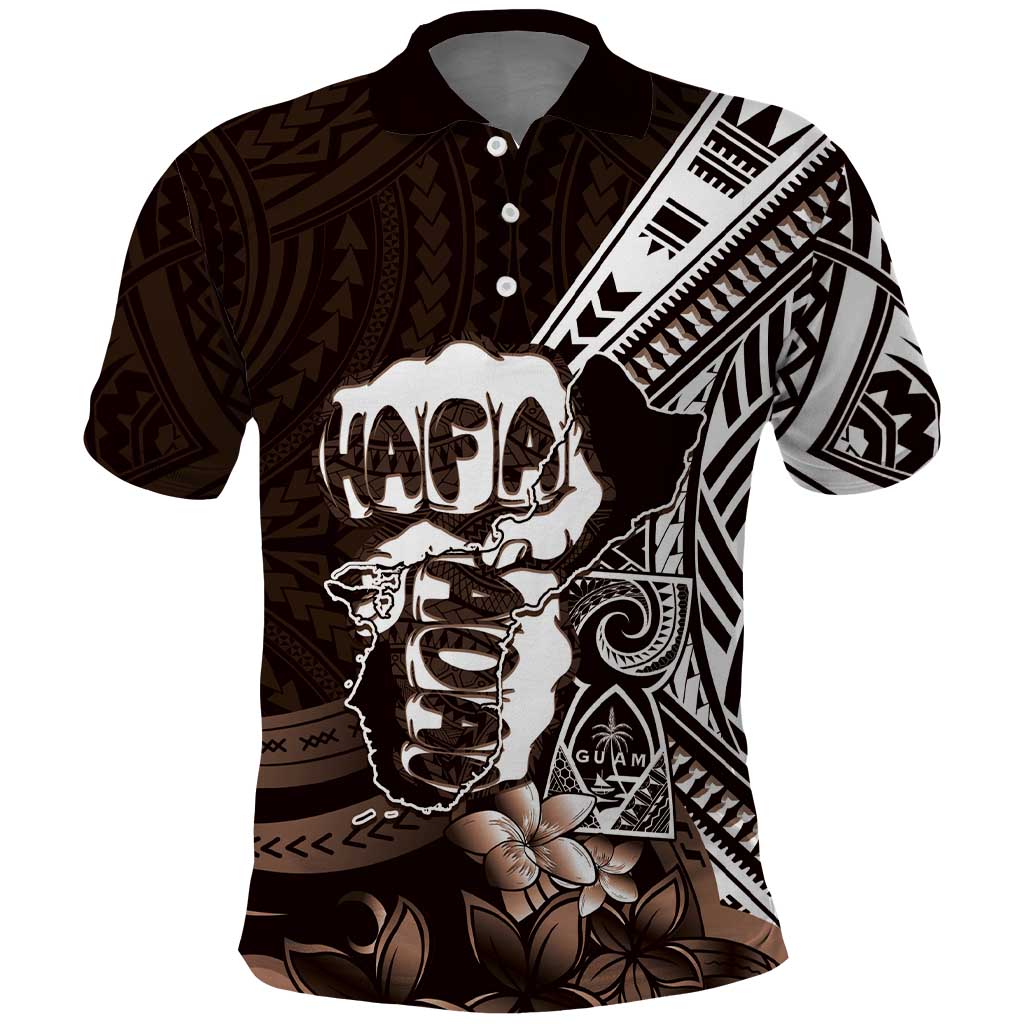 Hafa Adai Guam Discovery Day Polo Shirt Chamorro Latte Stone Hand Brown Version