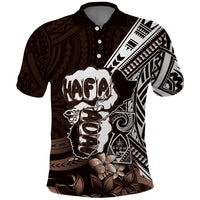 Hafa Adai Guam Discovery Day Polo Shirt Chamorro Latte Stone Hand Brown Version