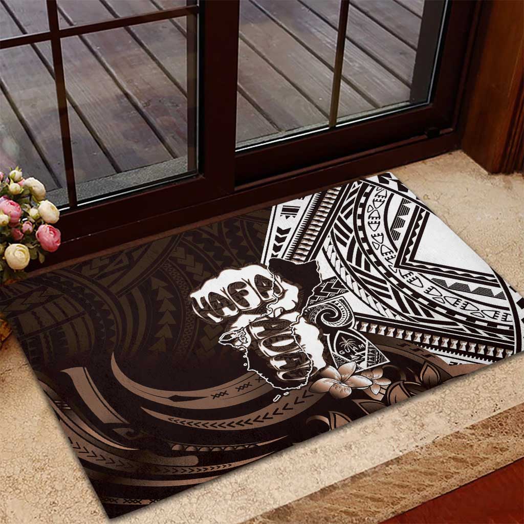 Hafa Adai Guam Discovery Day Rubber Doormat Chamorro Latte Stone Hand Brown Version