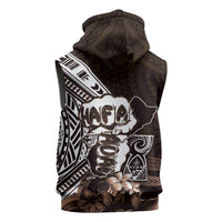 Hafa Adai Guam Discovery Day Sleeveless Hoodie Chamorro Latte Stone Hand Brown Version LT14 - Polynesian Pride
