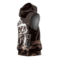 Hafa Adai Guam Discovery Day Sleeveless Hoodie Chamorro Latte Stone Hand Brown Version LT14 - Polynesian Pride