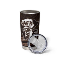Hafa Adai Guam Discovery Day Tumbler Cup Chamorro Latte Stone Hand Brown Version