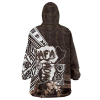 Hafa Adai Guam Discovery Day Wearable Blanket Hoodie Chamorro Latte Stone Hand Brown Version LT14 - Polynesian Pride