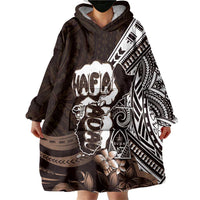 Hafa Adai Guam Discovery Day Wearable Blanket Hoodie Chamorro Latte Stone Hand Brown Version LT14 - Polynesian Pride