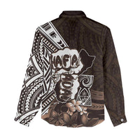 Hafa Adai Guam Discovery Day Women Casual Shirt Chamorro Latte Stone Hand Brown Version