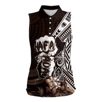 Hafa Adai Guam Discovery Day Women Sleeveless Polo Shirt Chamorro Latte Stone Hand Brown Version