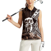Hafa Adai Guam Discovery Day Women Sleeveless Polo Shirt Chamorro Latte Stone Hand Brown Version