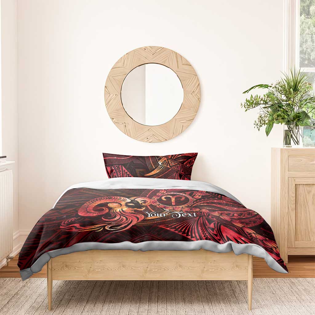 Personalised Polynesia Zodiac Aries Bedding Set Galaxy Polynesian Pattern Chest Tattoo Style