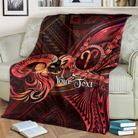 Personalised Polynesia Zodiac Aries Blanket Galaxy Polynesian Pattern Chest Tattoo Style