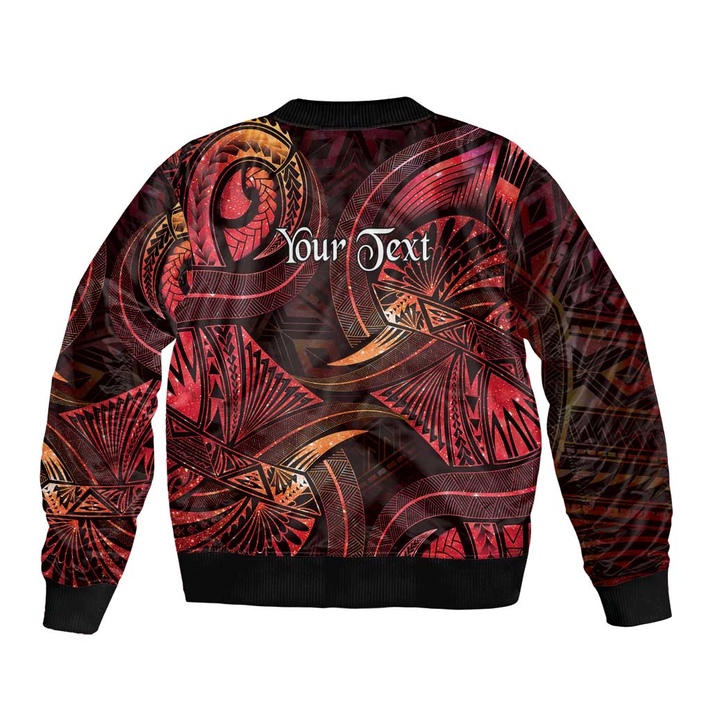 Personalised Polynesia Zodiac Aries Bomber Jacket Galaxy Polynesian Pattern Chest Tattoo Style