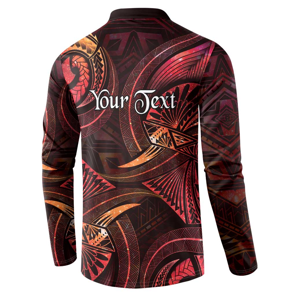 Personalised Polynesia Zodiac Aries Button Sweatshirt Galaxy Polynesian Pattern Chest Tattoo Style