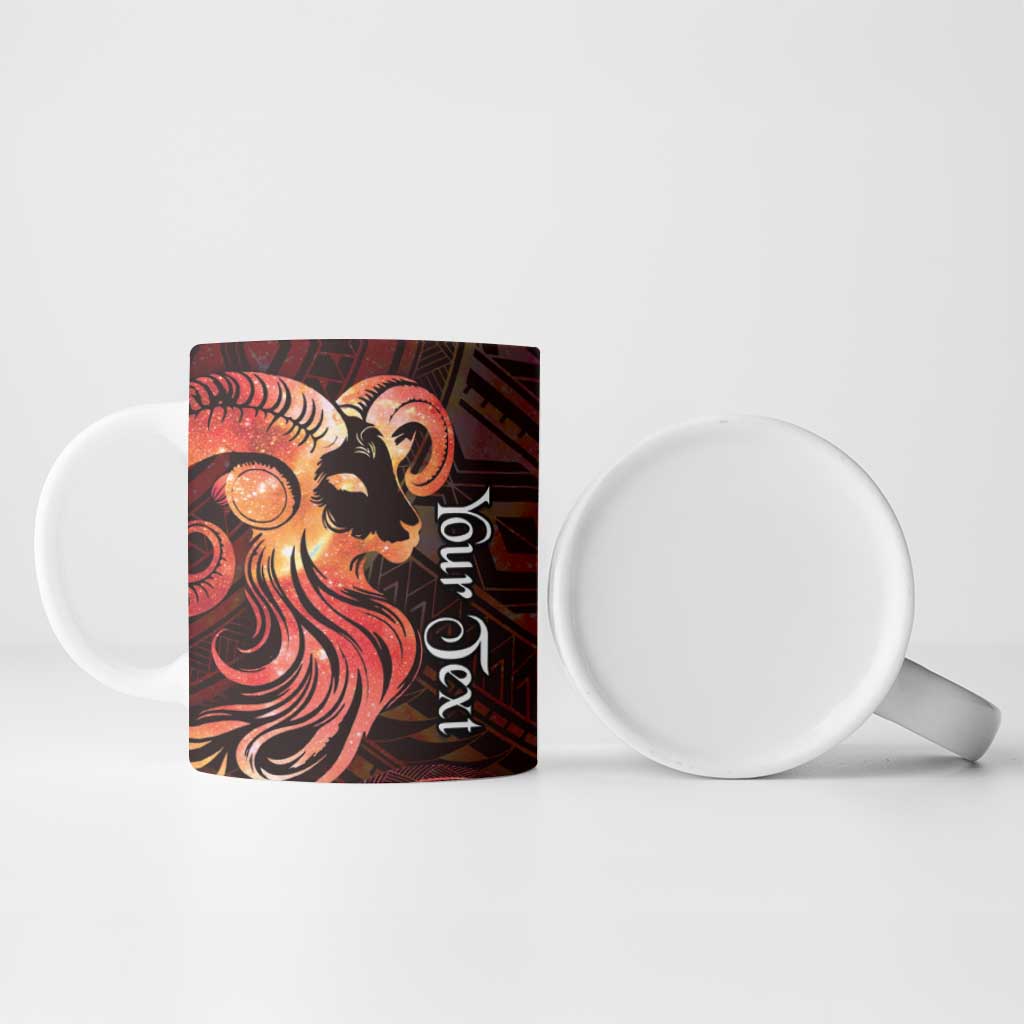 Personalised Polynesia Zodiac Aries Ceramic Mug Galaxy Polynesian Pattern Chest Tattoo Style
