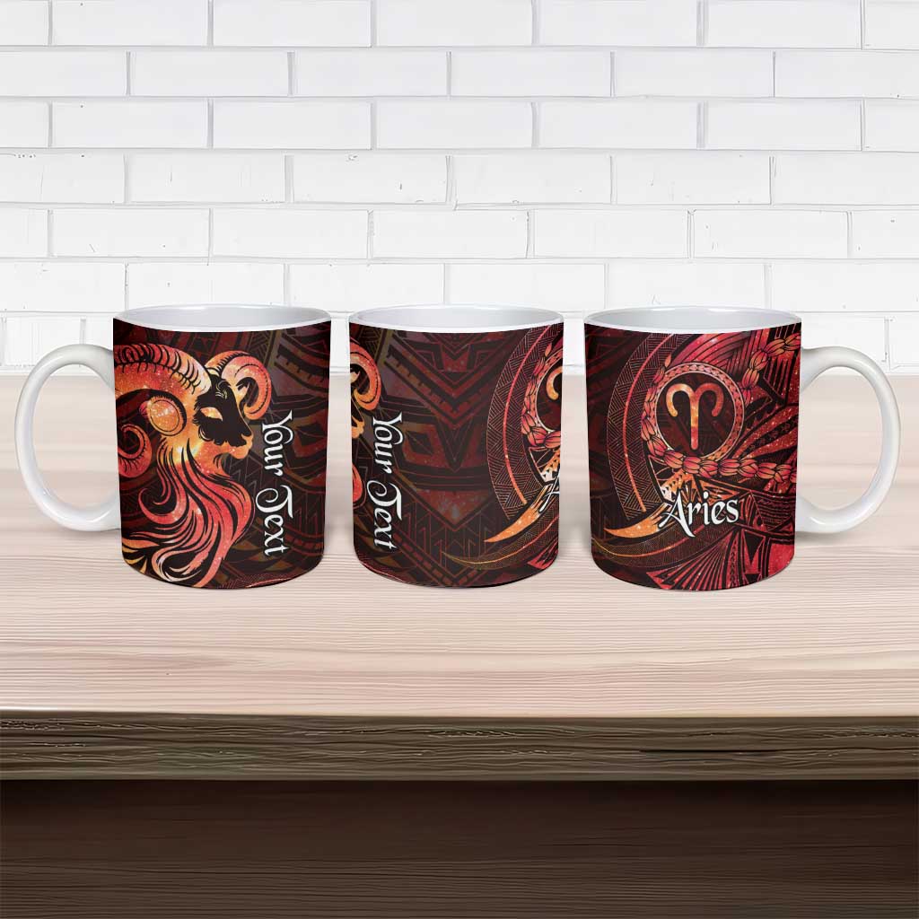 Personalised Polynesia Zodiac Aries Ceramic Mug Galaxy Polynesian Pattern Chest Tattoo Style