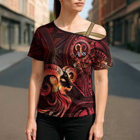 Personalised Polynesia Zodiac Aries Cross Shoulder Shirt Galaxy Polynesian Pattern Chest Tattoo Style